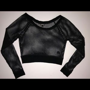 Express long sleeve mesh crop top